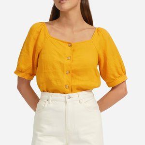 Everlane Linen Puff-Sleeve Top